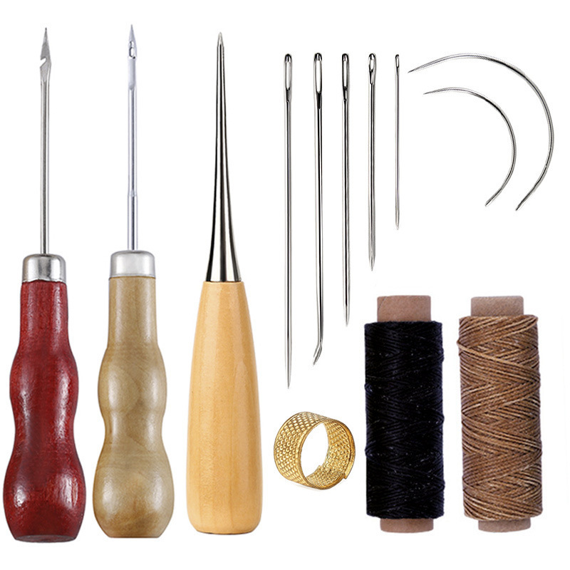 Leatherwork Beginner Tools - Yeni Başlayanlar/Profesyoneller için 13 Parça Mumlu