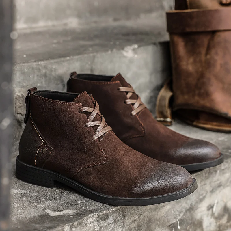 Leatherwork Boots - Yeni İnek Derisi Süet Bilek Botları