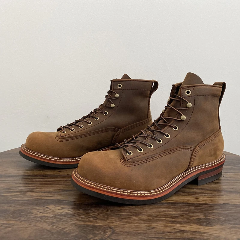 Leatherwork Boots - Vintage İngiliz Erkek yarım çizmeler El
