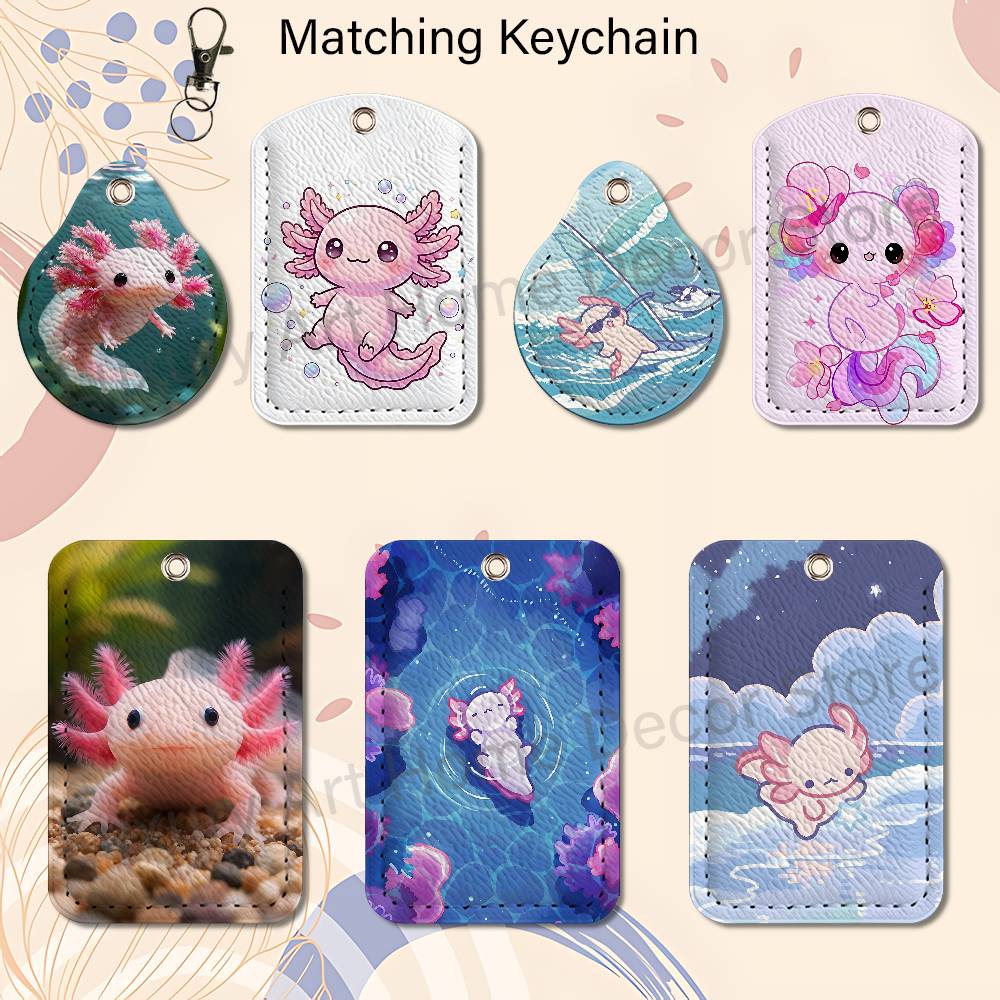 Leather Working - Sevimli pembe A-Axolotl Karikatür Tutucu Anahtarlık