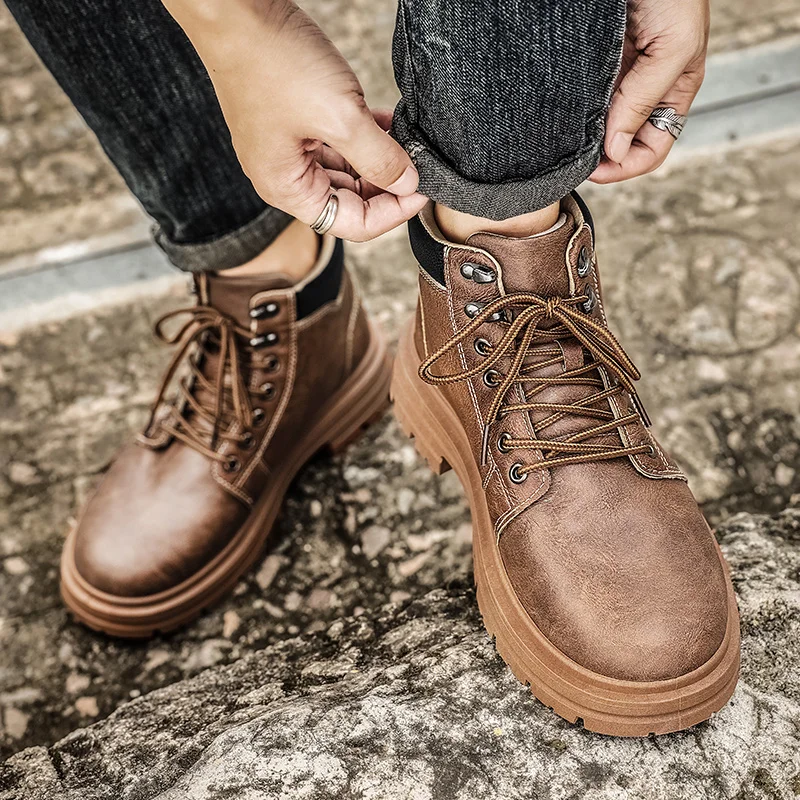 Leather Work Is - Dört Mevsim Yüksek Bilekli Botlar, Düz