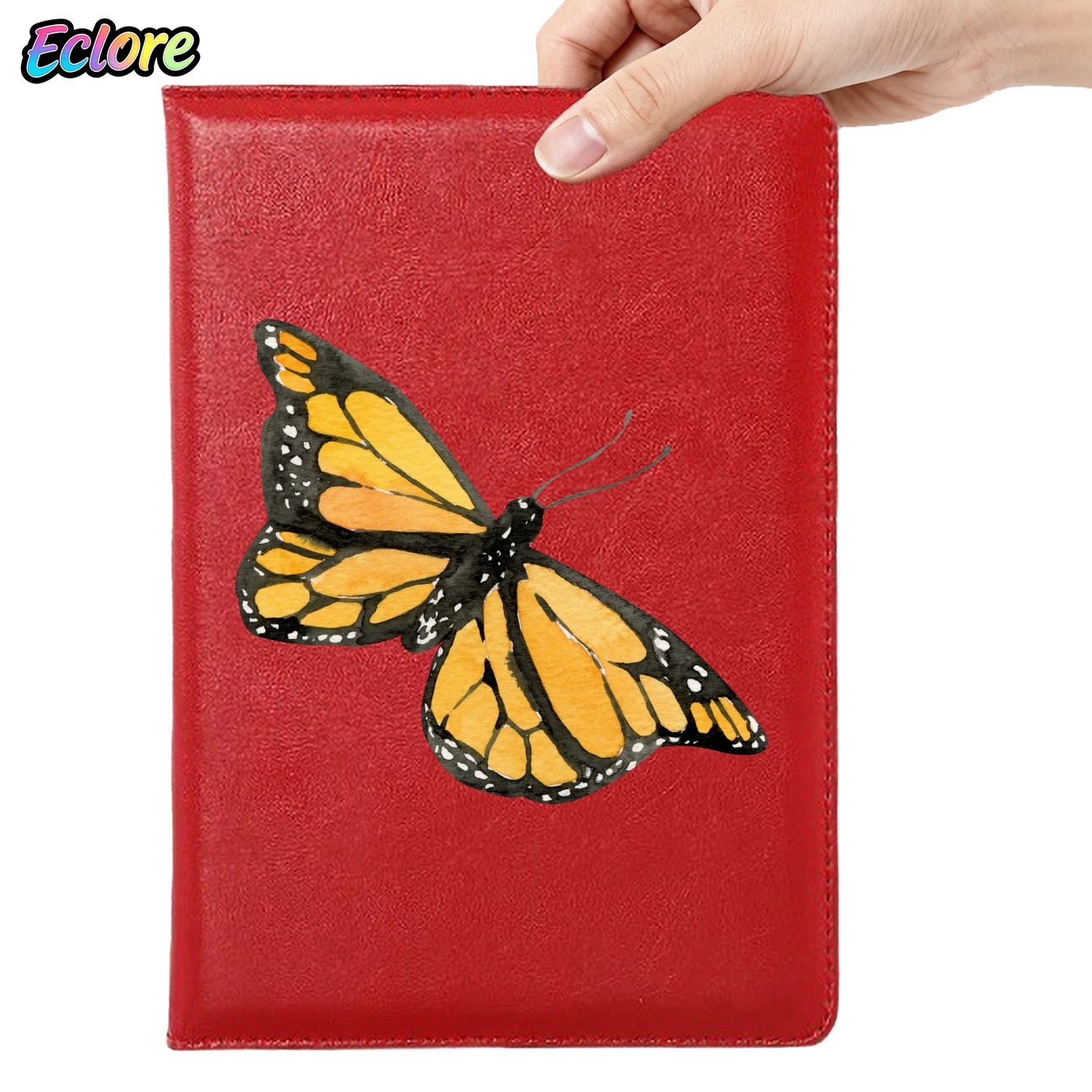 Leatherwork Journal - Suluboya Turuncu Kelebek Suni Deri Defter