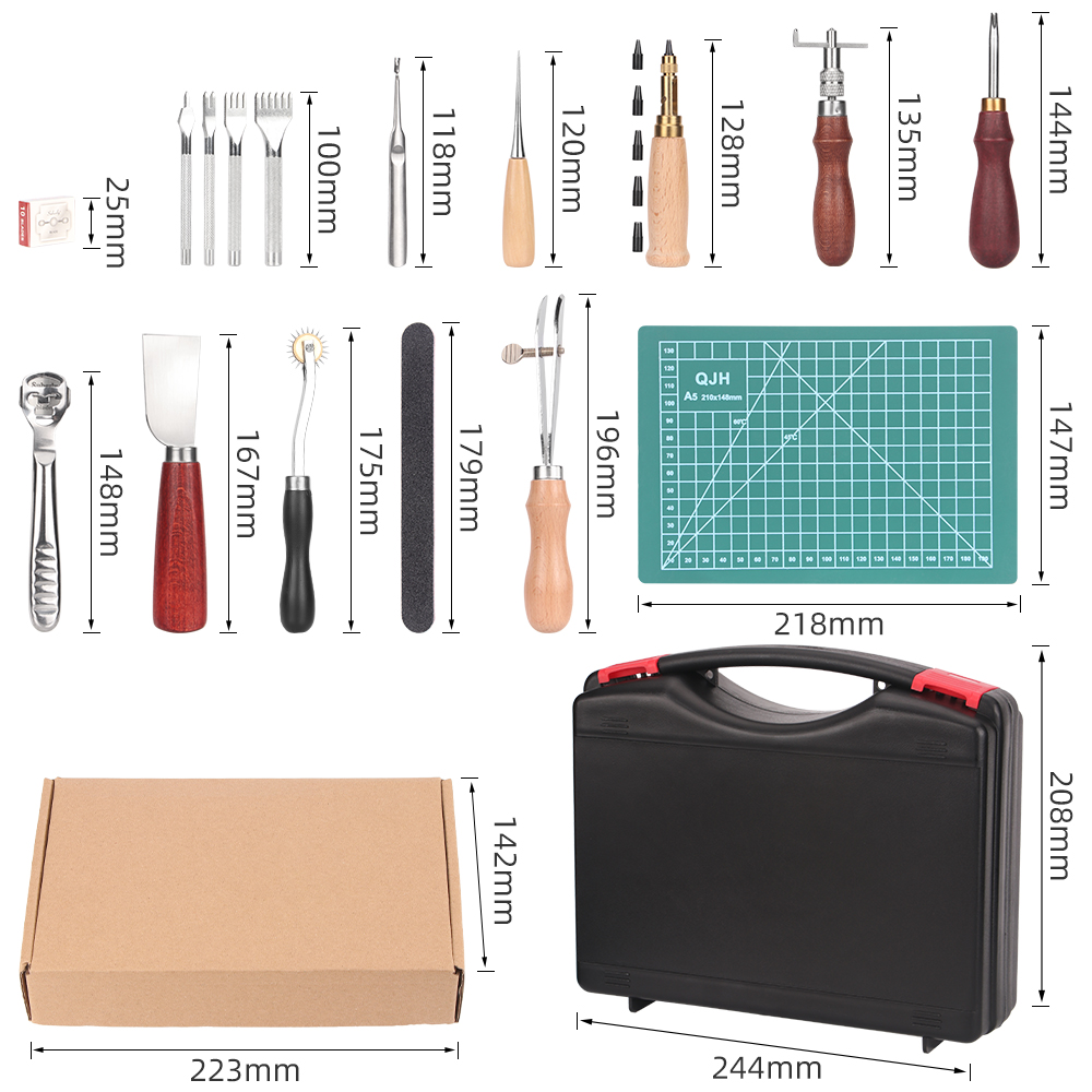 QJH 15 Parça Deri El Sanatları - Leatherwork Beginner Tools incelemesi ve fiyatı